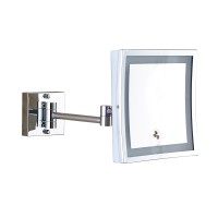 New arrival brass wall mounted square cosmetic lighted bathroom mirror led